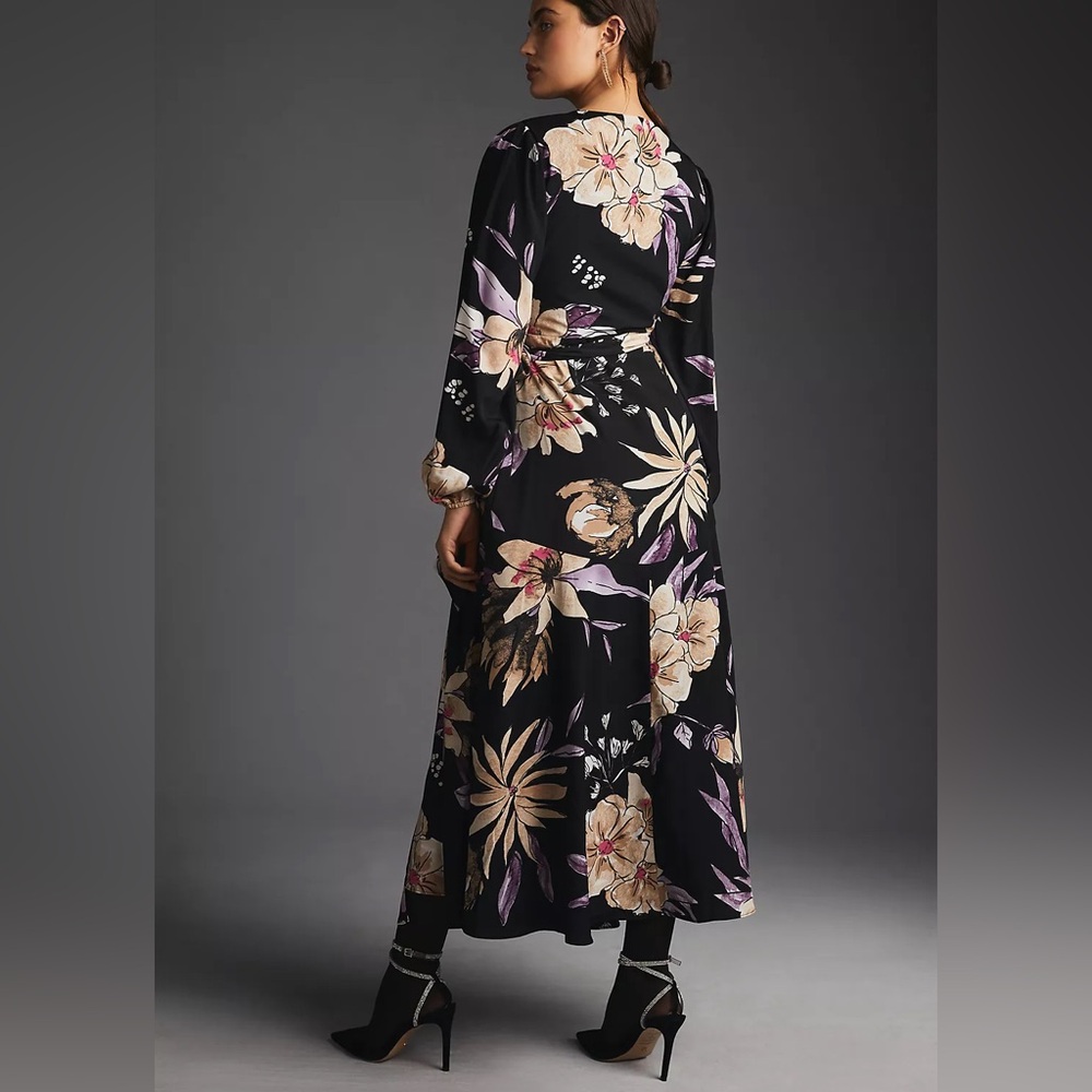 Anthropologie Hutch Wrap Long Sleeve Maxi Dress floral print romantic size MP - Picture 5 of 16
